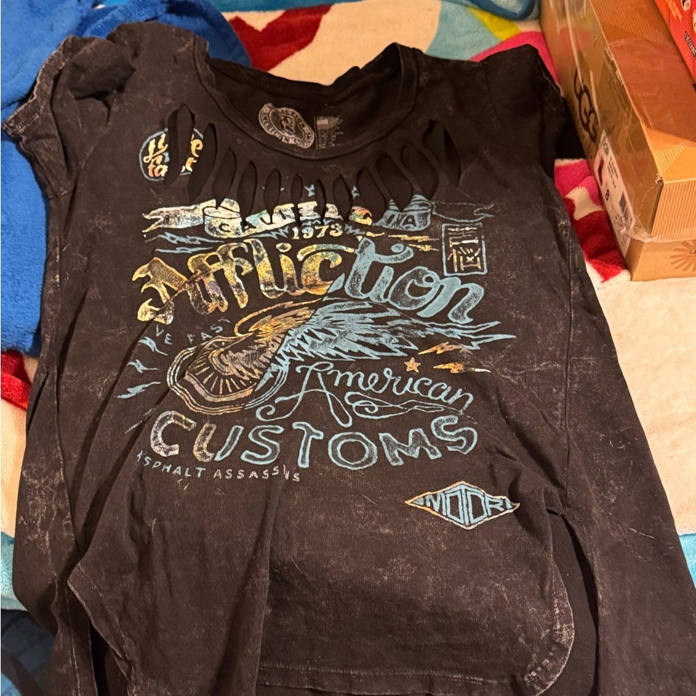 Affliction Black Short Sleeve Graphic Tee